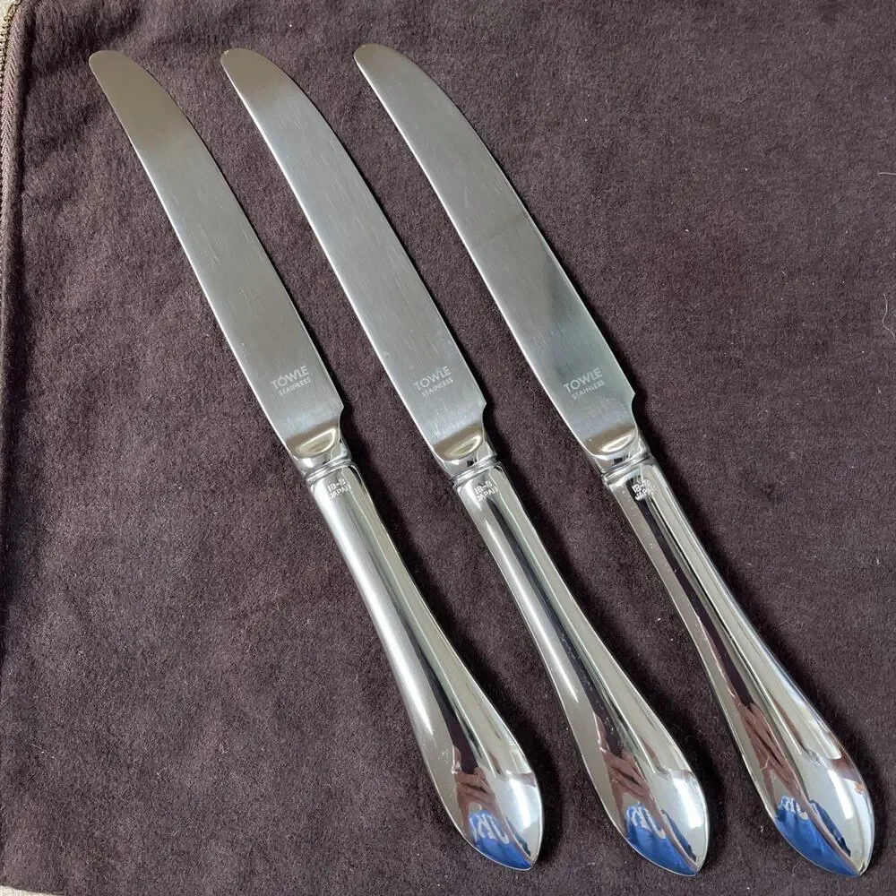 Towle Stainless Dinner Knife Boston Antique 9.25 Inch 18/10 Japan Lot of 3